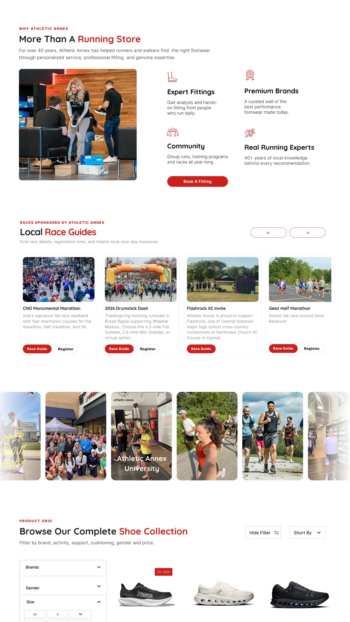 Athletic Annex expert fitting, community and local race guides