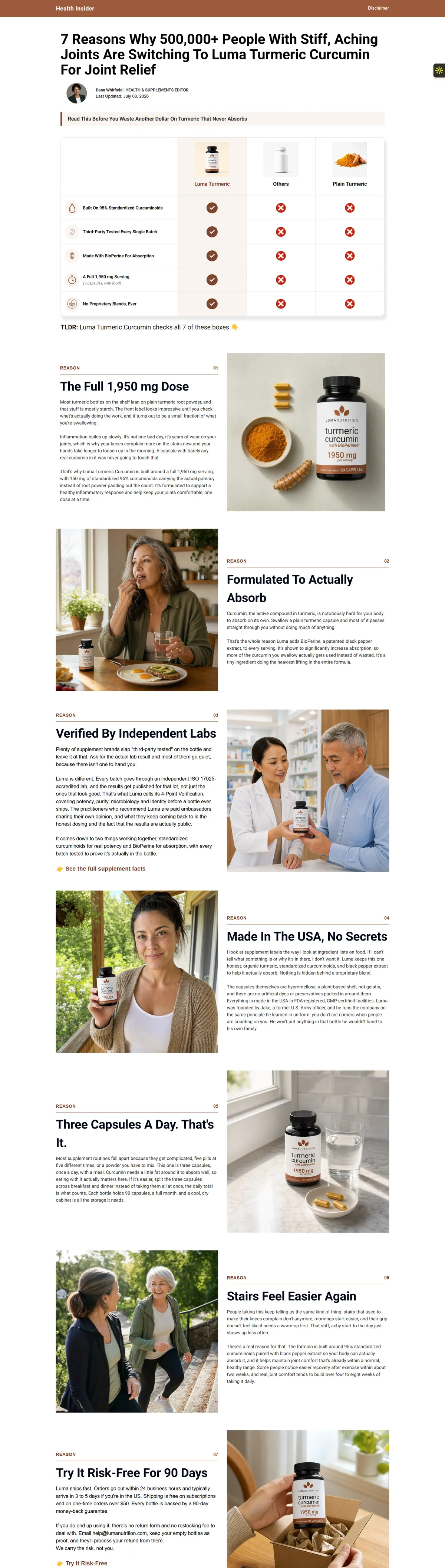 Luma Turmeric Curcumin advertorial for joint relief